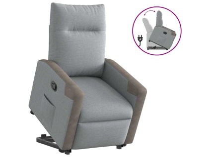 vidaXL Zvedací polohovací křeslo světle šedé textil