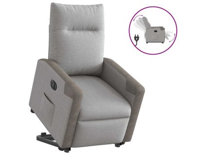 vidaXL Elektrické zvedací polohovací křeslo obláčkově šedé textil