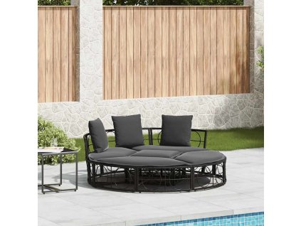 vidaXL Venkovní lůžko bez baldachýnu Black Poly Rattan