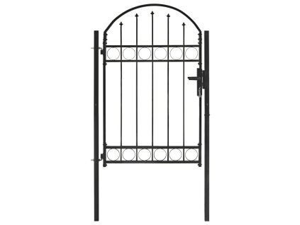 vidaXL Plotová branka s klenutým vrškem ocelová 104 x 150 cm černá