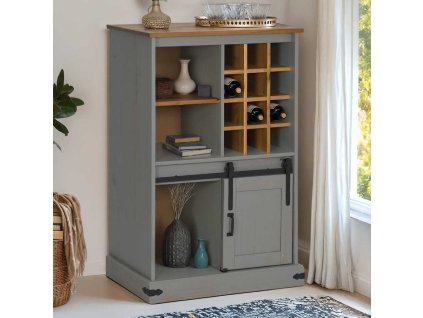 vidaXL Vinotéka HALDEN se stojany na víno a posuvnými dveřmi Grey Pine