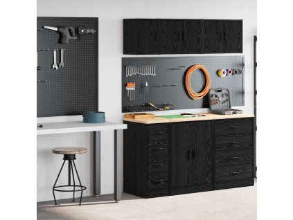 vidaXL Garážové skříně 2 ks černé kompozitní dřevo