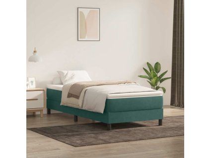 vidaXL Box spring postel s matrací tmavě zelená 80x220 cm samet