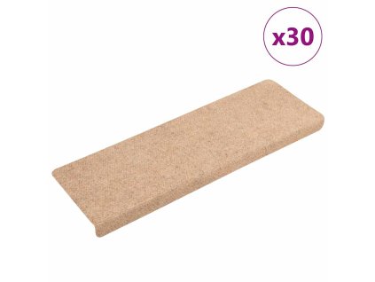 vidaXL Schodové rohože samolepicí 30 ks 65 x 21 x 4 cm krémové s obdélníkovým okrajem