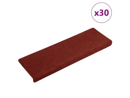 vidaXL Schodové rohože samolepicí 30 ks 65 x 21 x 4 cm bordó červená s obdélníkovým okrajem