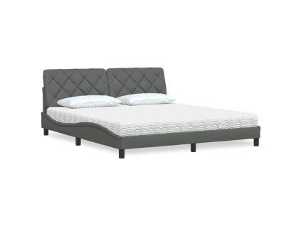 vidaXL Postel s matrací tmavě šedá 180 x 200 cm textil