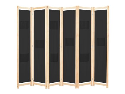 vidaXL 6dílný paraván černý 240 x 170 x 4 cm textil