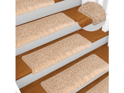 vidaXL Schodové rohože 15 ks 65 x 21 x 4 cm zlaté obdélníkové okraje