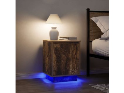 vidaXL Noční skříňky s LED světly 2 ks Kouřový dub 38x34x50 cm