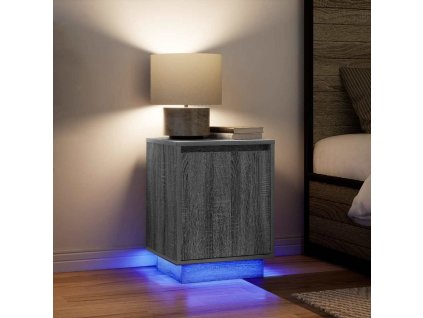 vidaXL Noční stolky s LED světly 2 ks Grey Sonoma 38x34x50 cm