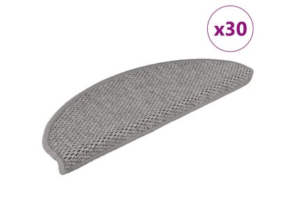 vidaXL Samolepicí rohože na schody Sisal-Look 30 ks 65x21x4cm Stříbrná