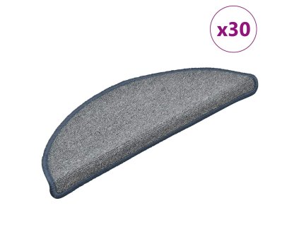 vidaXL Schodové rohože 30 ks 56 x 17 x 3 cm světle šedé a modré, půlkulaté