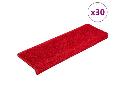vidaXL Schodové rohože 30 ks 65 x 21 x 4 cm červené s obdélníkovým okrajem