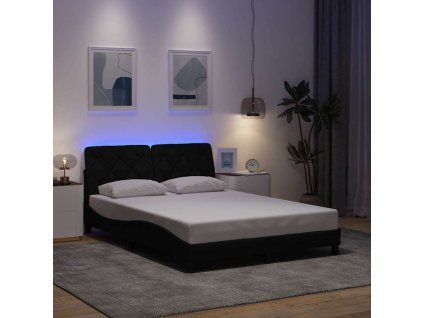 vidaXL Rám postele s LED bez matrace černý 120x200 cm Látka