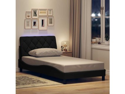 vidaXL Rám postele s LED bez matrace černý 100x200 cm Látka