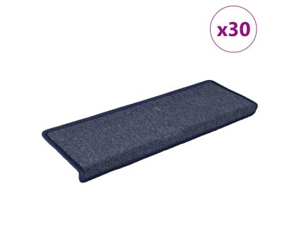 vidaXL Schodové rohože 30 ks 65 x 21 x 4 cm tmavě šedé a modré s obdélníkovým okrajem