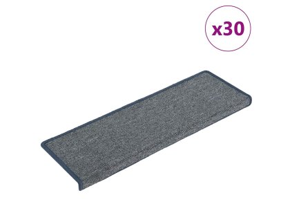 vidaXL Schodové rohože 30 ks 65 x 21 x 4 cm světle šedé a modré s obdélníkovým okrajem