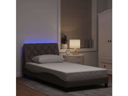 vidaXL Rám postele s LED bez matrace Taupe 100x200 cm Látka