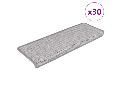 vidaXL Samolepicí rohože na schody Sisal-Look 30 ks 65x21x4 cm Platina