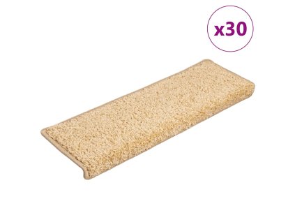 vidaXL Schodové rohože 30 ks 65 x 21 x 4 cm krémové s obdélníkovým okrajem