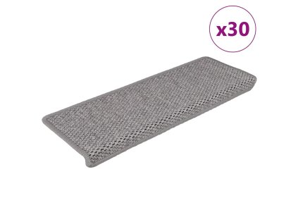 vidaXL Samolepicí rohože na schody Sisal-Look 30 ks Stříbrná