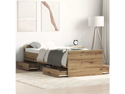 vidaXL Rám postele bez matrace Řemeslnický dub Dřevěné konstrukce