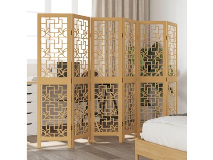 vidaXL Paraván 6dílný hnědý masivní dřevo pavlovnie