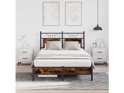 vidaXL Rám postele bez matrace kouřový dub 120x190 cm kompozitní dřevo