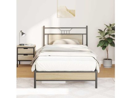 vidaXL Rám postele bez matrace Dub Sonoma 107x203cm Dřevěné konstrukce