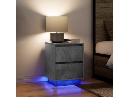 vidaXL Noční skříňky s LED osvětlením 2 ks Betonová šedá 38x34x50 cm