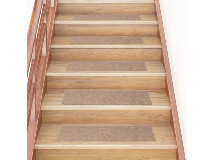 vidaXL Schodové rohože samolepicí 30 ks 76 x 20 cm světle hnědé obdélníkové