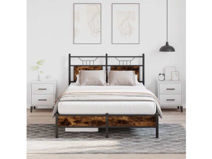 vidaXL Rám postele bez matrace kouřový dub 120x200 cm kompozitní dřevo