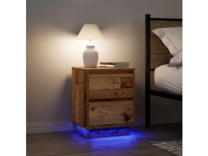 vidaXL Noční skříňky s LED světly 2 ks Staré dřevo 38x34x50 cm