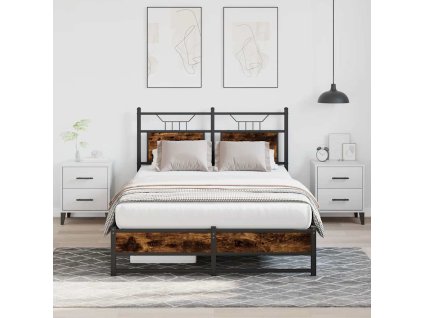 vidaXL Rám postele bez matrace kouřový dub 120x190 cm kompozitní dřevo