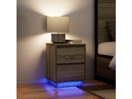 vidaXL Noční skříňky s LED osvětlením 2 ks Dub Sonoma 38x34x50 cm