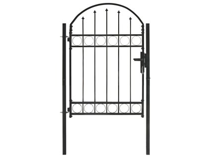 vidaXL Plotová branka s klenutým vrškem ocelová 104 x 125 cm černá