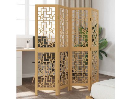 vidaXL Paraván 4dílný hnědý masivní dřevo pavlovnie