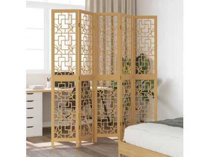 vidaXL Paraván 5dílný hnědý masivní dřevo pavlovnie