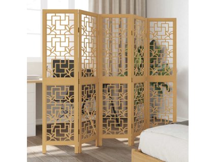 vidaXL Paraván 5dílný hnědý masivní dřevo pavlovnie