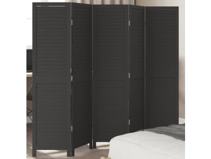 vidaXL Paraván 5dílný černý masivní dřevo pavlovnie