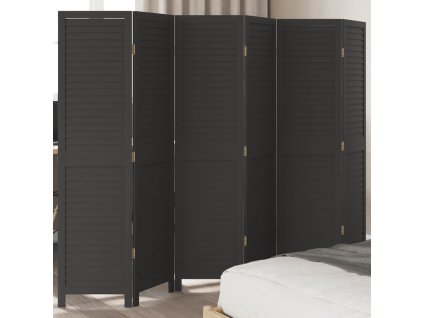 vidaXL Paraván 6dílný černý masivní dřevo pavlovnie