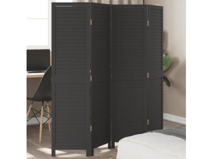 vidaXL Paraván 4dílný černý masivní dřevo pavlovnie