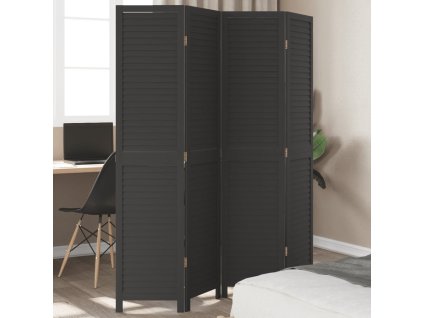 vidaXL Paraván 4dílný černý masivní dřevo pavlovnie