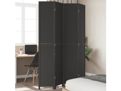 vidaXL Paraván 4dílný černý masivní dřevo pavlovnie