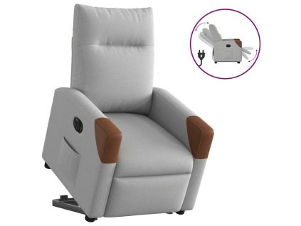 vidaXL Elektrické zvedací polohovací křeslo obláčkově šedé textil