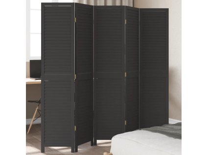 vidaXL Paraván 5dílný černý masivní dřevo pavlovnie