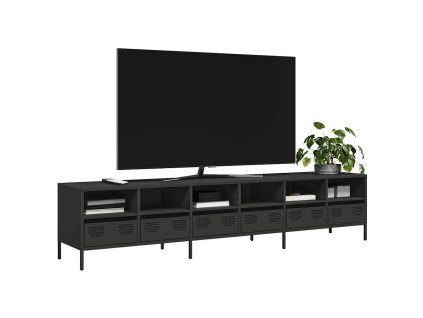 vidaXL TV skříňka černá 202x39x43,5 cm ocel válcovaná za studena