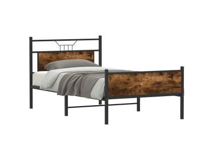vidaXL Rám postele bez matrace kouřový dub 100x190 cm kompozitní dřevo