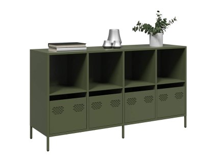 vidaXL Příborník olivový 135 x 39 x 73,5 cm ocel válcovaná za studena