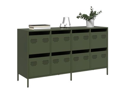 vidaXL Příborník olivový 135 x 39 x 73,5 cm ocel válcovaná za studena